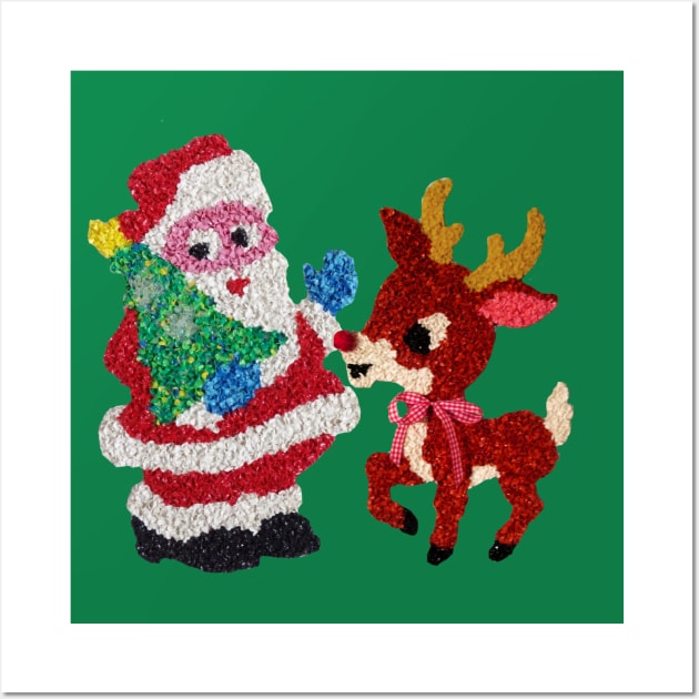 Santa & Rudolph Vintage Melted Plastic Wall Art by Pop Fan Shop